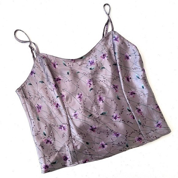 Victoria's Secret Tops - Victorias‎ Secret Purple floral Satin Top Womens Large Vintage Y2K Cottagecore